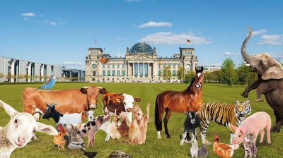 Die Tiere demonstrieren vor dem Bundestag
